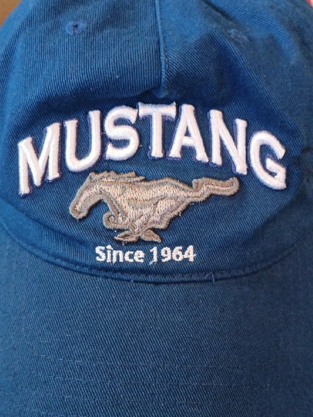 Ford Mustang Navy Blue Embroidered Baseball Cap Hat Adjustable Snap Back CLEAN!!